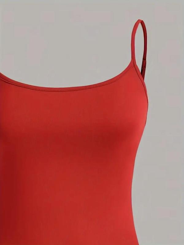 Womenswear Solid Cami Top, Girly Clothing, Casual Adjustable Spaghetti Strap Top for Daily Wear, Minimalist Ladies Clothes for All Seasons